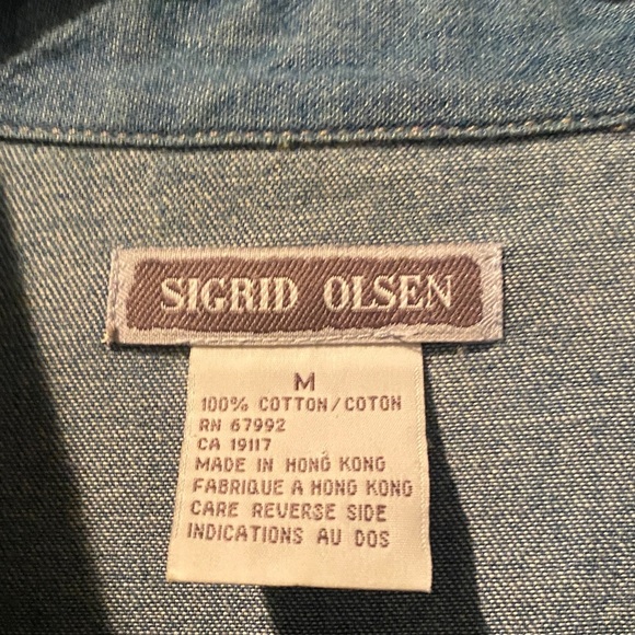 Sigrid Olsen 100% Cotton Blue Embroidered Shirt - Picture 4 of 7